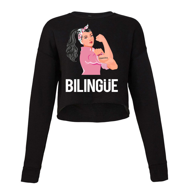 Maestra Bilingue Bilingual Spanish Teacher Long Sleeve T Shirt Cropped Sweater by longduong89 | Artistshot