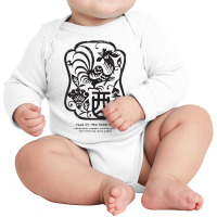 Chinese Zodiac Year Of The Rooster Woodcut Distressed Tshirt Long Sleeve Baby Bodysuit | Artistshot