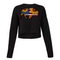 American Flag Bison Design Cropped Sweater | Artistshot