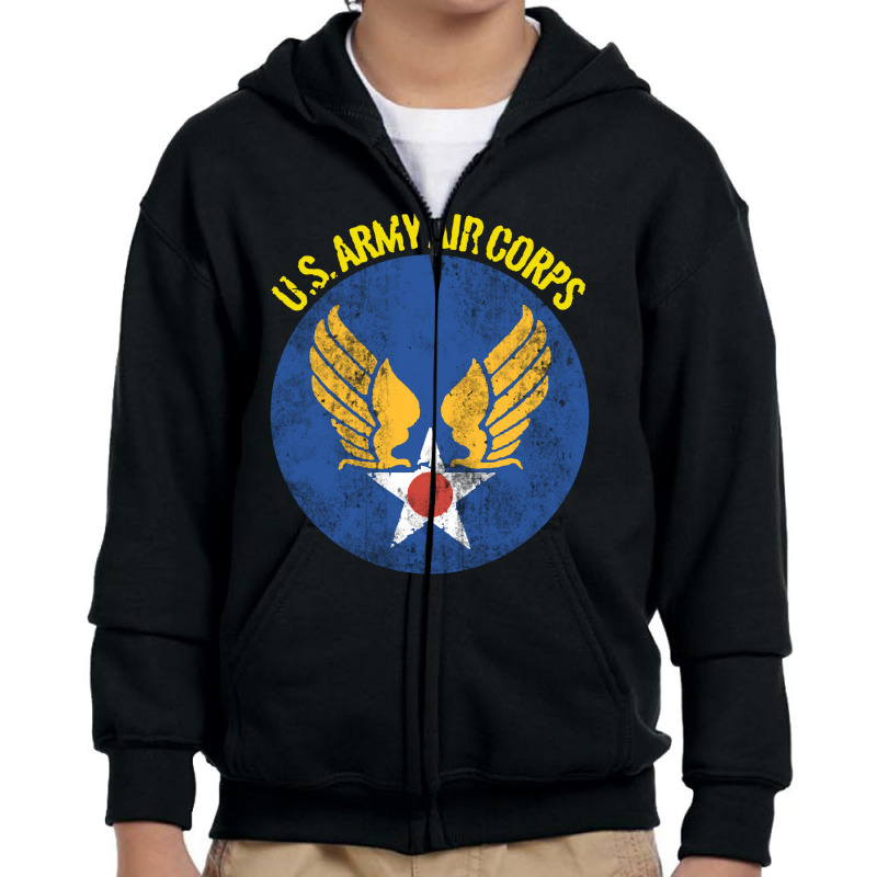 Vintage Army Air Corps Youth Zipper Hoodie by LarizManiz | Artistshot