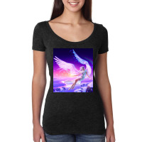 Girl Flying Angel Wings Lights Drawing Fantasy Women's Triblend Scoop T-shirt | Artistshot