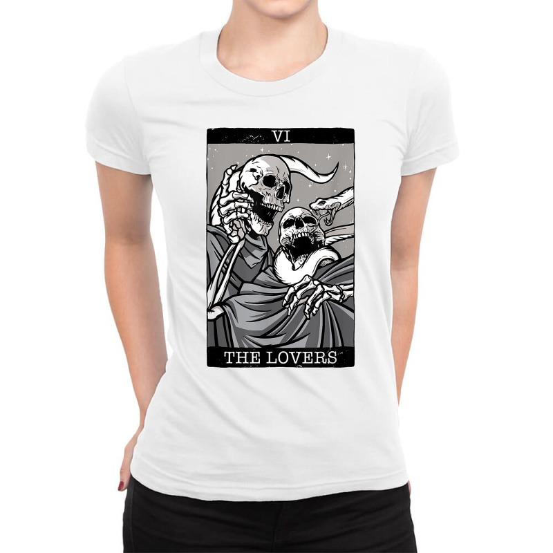 Tarot Card The Lovers Skeletons Gothic Occult Major Arcana T Shirt Ladies Fitted T-Shirt by hollymu | Artistshot