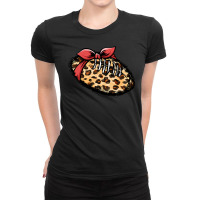 Football Mom Life Leopard Women Football Season 87 Football Player Ladies Fitted T-shirt | Artistshot