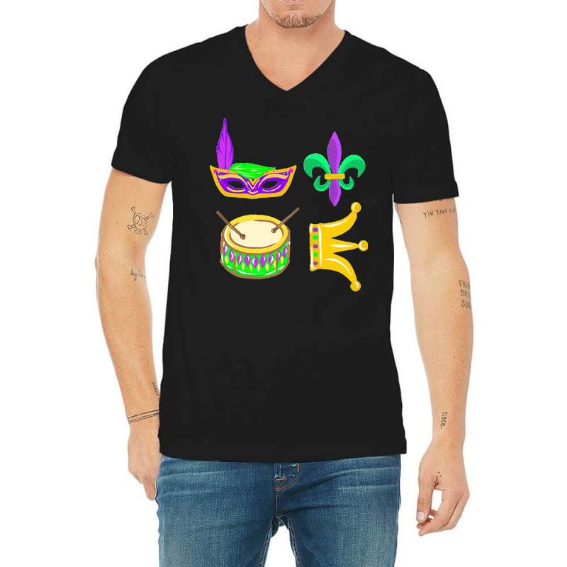 Mardi Gras Mask Parade Outfit Idea T  Shirt Mardi Grass Parade Outfit V-neck Tee | Artistshot