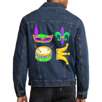 Mardi Gras Mask Parade Outfit Idea T  Shirt Mardi Grass Parade Outfit Men Denim Jacket | Artistshot