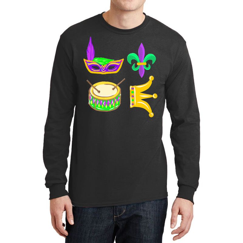 Mardi Gras Mask Parade Outfit Idea T  Shirt Mardi Grass Parade Outfit Long Sleeve Shirts | Artistshot