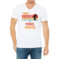 Bigfoot Lives In Perkins Nebraska T Shirt V-neck Tee | Artistshot