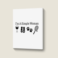 Womens I'm A Simple Woman Wine Flip Flops Dog Paw Tennis Gift T Shirt Portrait Canvas Print | Artistshot