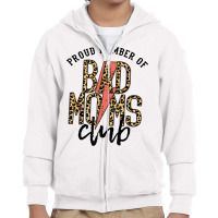 Leopard Proud Member Of Bad Moms Club Lightning Bolt Western T Shirt Youth Zipper Hoodie | Artistshot