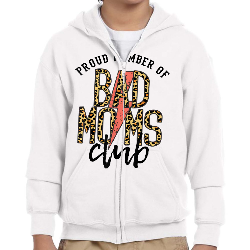 Leopard Proud Member Of Bad Moms Club Lightning Bolt Western T Shirt Youth Zipper Hoodie by bibonzgulnacqo | Artistshot