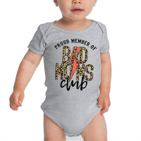 Leopard Proud Member Of Bad Moms Club Lightning Bolt Western T Shirt Baby Bodysuit | Artistshot