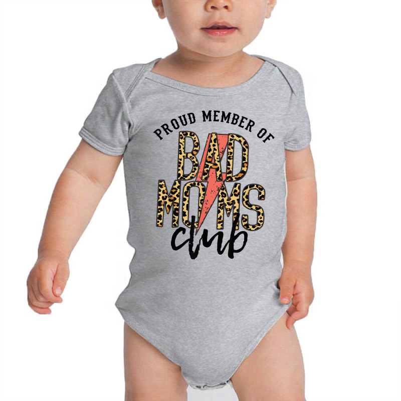 Leopard Proud Member Of Bad Moms Club Lightning Bolt Western T Shirt Baby Bodysuit by bibonzgulnacqo | Artistshot