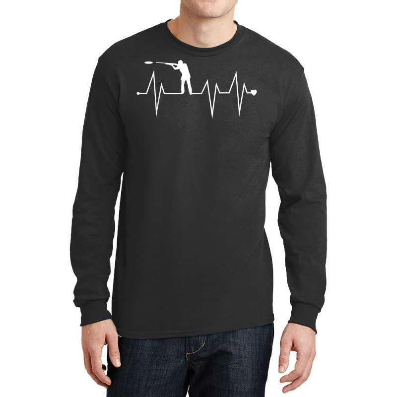 Funny Sporting Clays Shooter Heartbeat Heart Pulse Rate Ekg T Shirt Long Sleeve Shirts | Artistshot