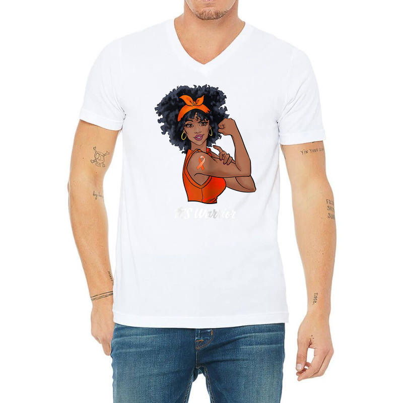 Womens Ms Warrior Fighter Support Multiple Sclerosis Awareness T Shirt V-neck Tee | Artistshot