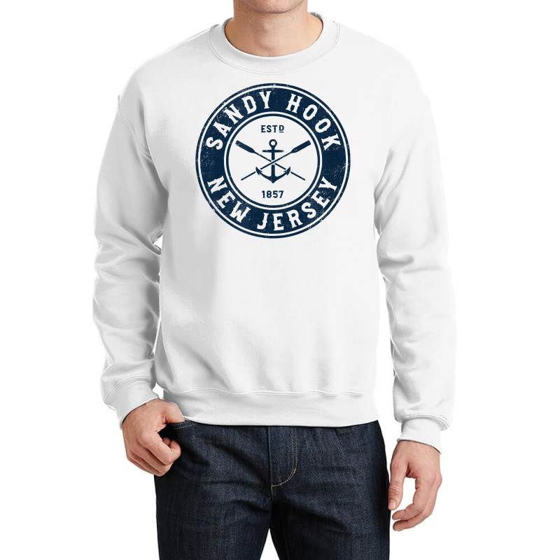 Sandy Hook New Jersey Nj Vintage Boat Anchor & Oars T Shirt Crewneck Sweatshirt by ReagerAero | Artistshot