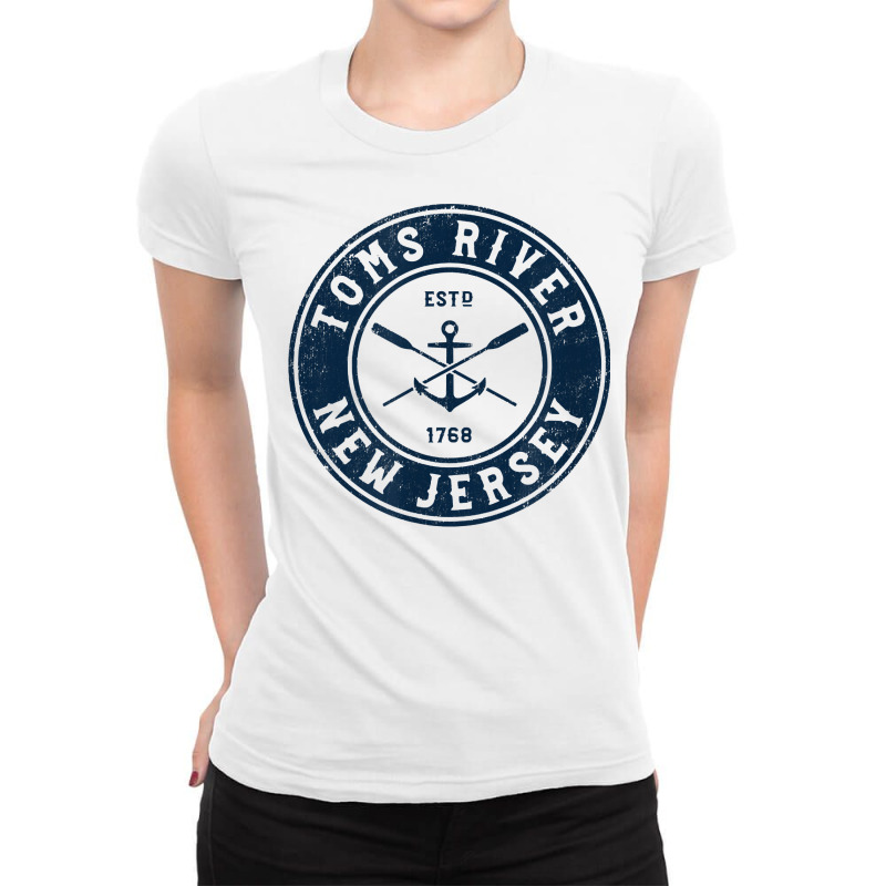 Toms River New Jersey Nj Vintage Boat Anchor & Oars T Shirt Ladies Fitted T-Shirt by ReagerAero | Artistshot