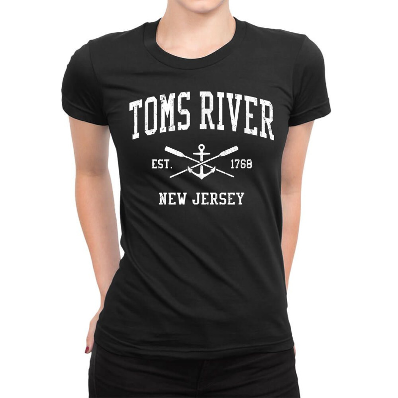 Toms River Nj Vintage Crossed Oars & Boat Anchor Sports T Shirt Ladies Fitted T-Shirt by ReagerAero | Artistshot