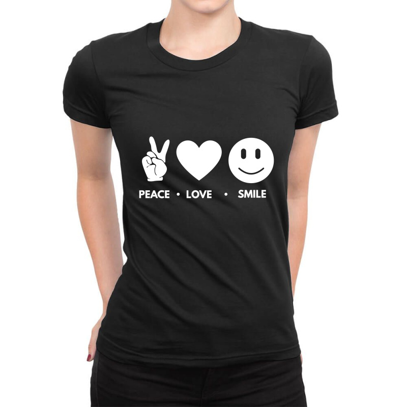 Peace Love Smile Ladies Fitted T-Shirt by blackacturus | Artistshot