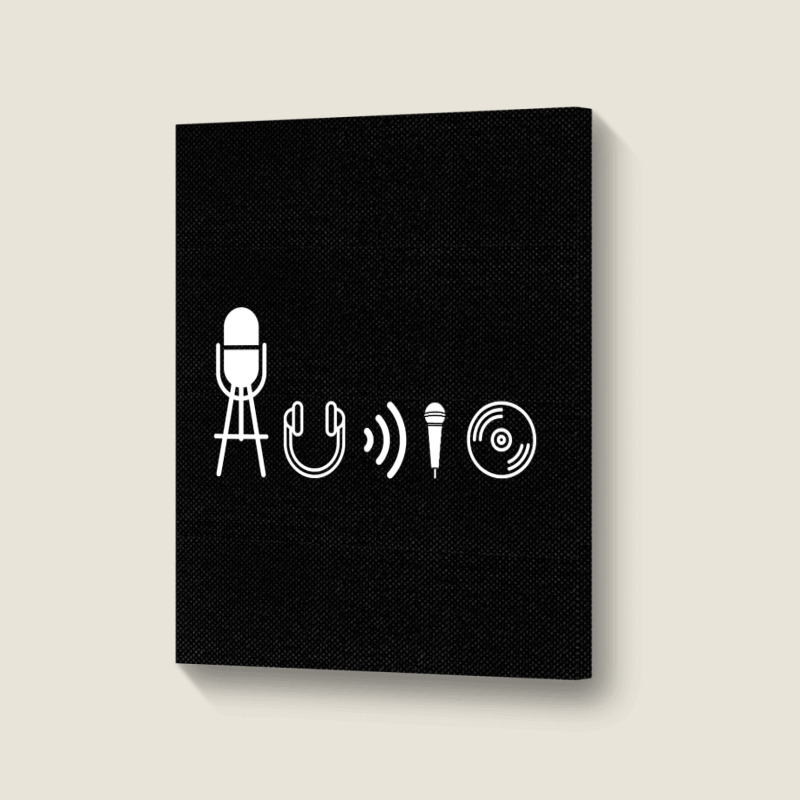 Audio Symbols From Sound, Music, Live Production, Engineer T Shirt Portrait Canvas Print | Artistshot