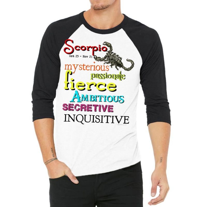 Scorpio Zodiac Horoscope Astrology T Shirt 3/4 Sleeve Shirt | Artistshot