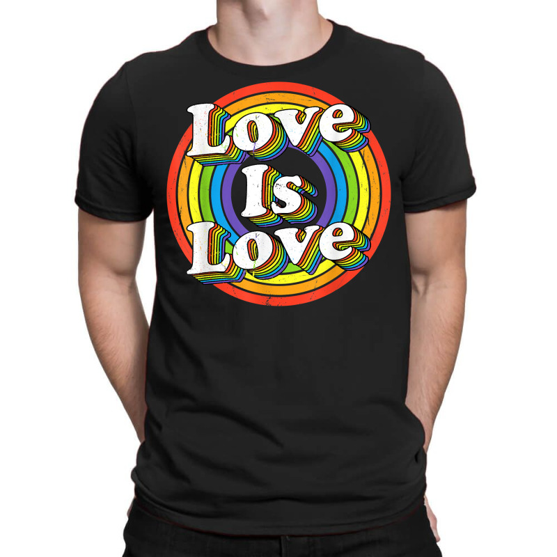 Vintage Rainbow Love Is Love Lgbt Gay Lesbian Pride Lbgtq T Shirt T-shirt | Artistshot