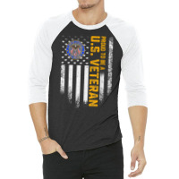 Vintage Usa Flag Proud To Be A Us Military Veteran T Shirt 3/4 Sleeve Shirt | Artistshot