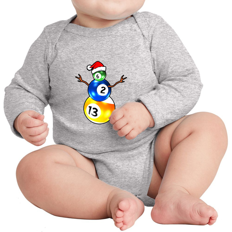 Billiards Christmas Snowman Long Sleeve Baby Bodysuit | Artistshot