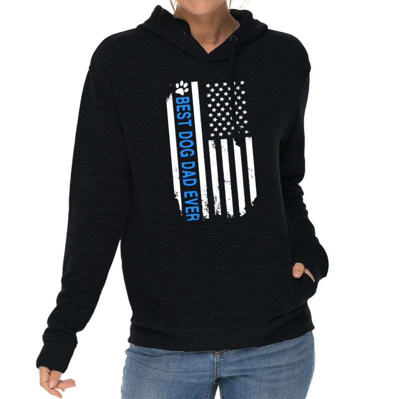 Best Dog Dad Ever American Flag Lightweight Hoodie | Artistshot