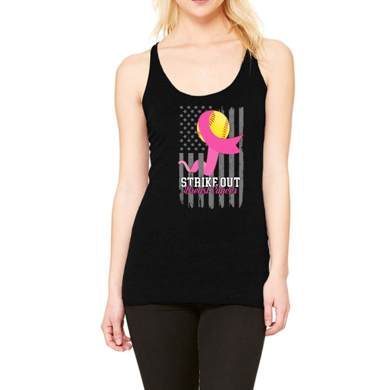 Breast Cancer Softball Strike Out Flag Cancer Survivor Awareness Racerback Tank by circularflap | Artistshot