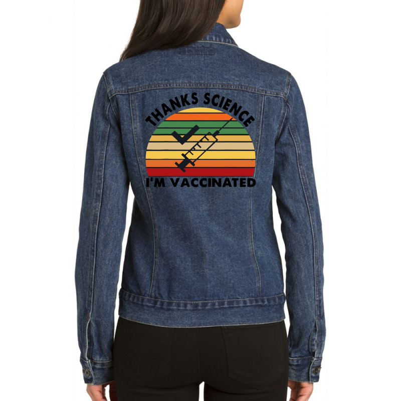 Thanks Science I'm Vaccinated Vintage Ladies Denim Jacket by paulscott Art | Artistshot