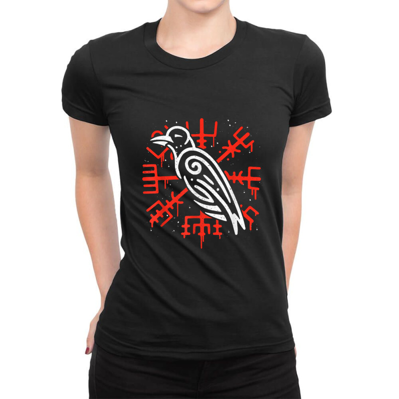 Odin Vegvisir Raven â€“ Runes Viking Ladies Fitted T-Shirt by AMderra12 | Artistshot