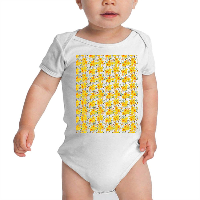 Yellow Wildflower Floral Pattern Baby Bodysuit by Visudylic Creations | Artistshot