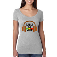 Turn Up The Music Headphones Women's Triblend Scoop T-shirt | Artistshot