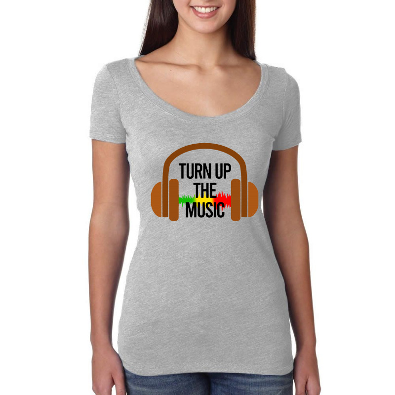 Turn Up The Music Headphones Women's Triblend Scoop T-shirt by THT | Artistshot