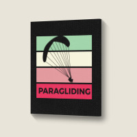 Paragliding Silhouette Sport Activity Vector Graphic Portrait Canvas Print | Artistshot