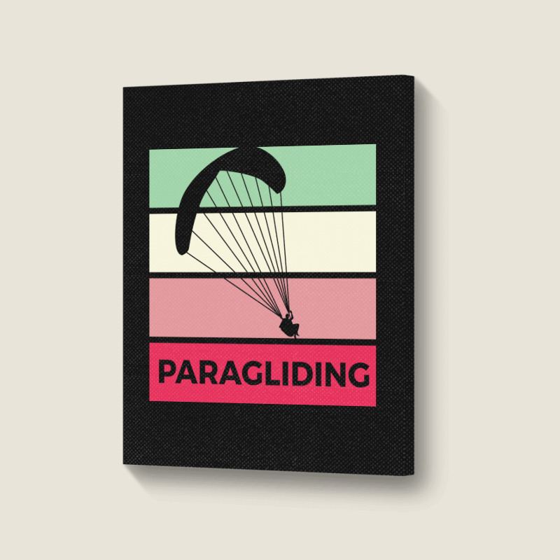 Paragliding Silhouette Sport Activity Vector Graphic Portrait Canvas Print | Artistshot