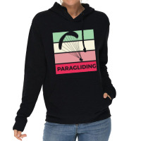 Paragliding Silhouette Sport Activity Vector Graphic Lightweight Hoodie | Artistshot