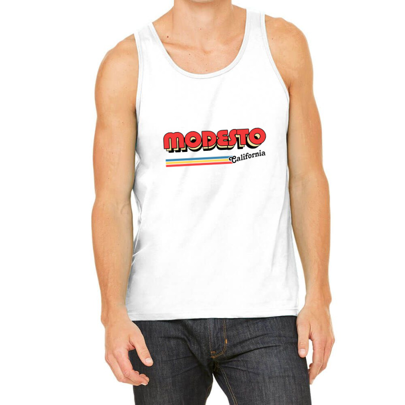 Modesto, Ca Retro Typography Design Tank Top | Artistshot