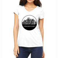 Frankfurt Germany Skyline Women's V-neck T-shirt | Artistshot