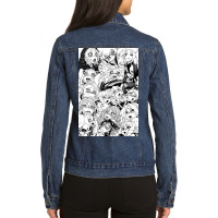 Ahegao Face Gray Anime Ladies Denim Jacket | Artistshot