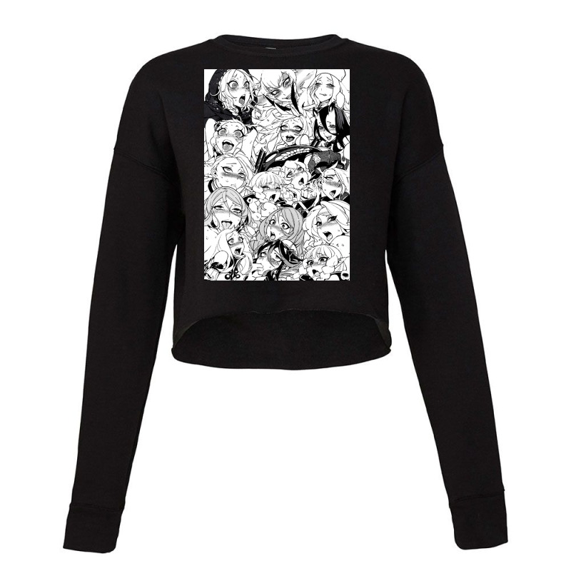 Ahegao Face Gray Anime Cropped Sweater by RamaArt | Artistshot