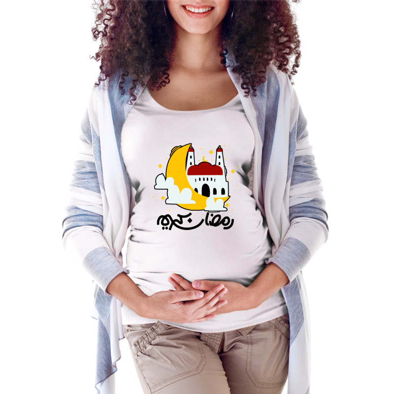 Happy Ramadan Kareem Arabic Calligraphy Maternity Scoop Neck T-shirt by THT | Artistshot