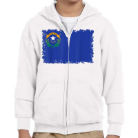 Nevada State Flag T Shirt With Torn Edges Youth Zipper Hoodie | Artistshot