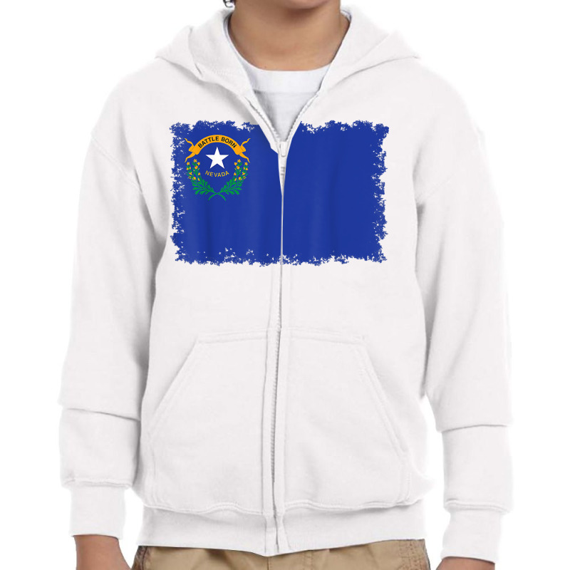 Nevada State Flag T Shirt With Torn Edges Youth Zipper Hoodie by marshall0976 | Artistshot