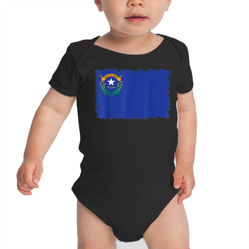 Nevada State Flag T Shirt With Torn Edges Baby Bodysuit by marshall0976 | Artistshot