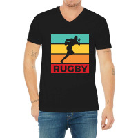 Rugby Silhouette Sport Activity Vector Graphic V-neck Tee | Artistshot