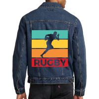 Rugby Silhouette Sport Activity Vector Graphic Men Denim Jacket | Artistshot