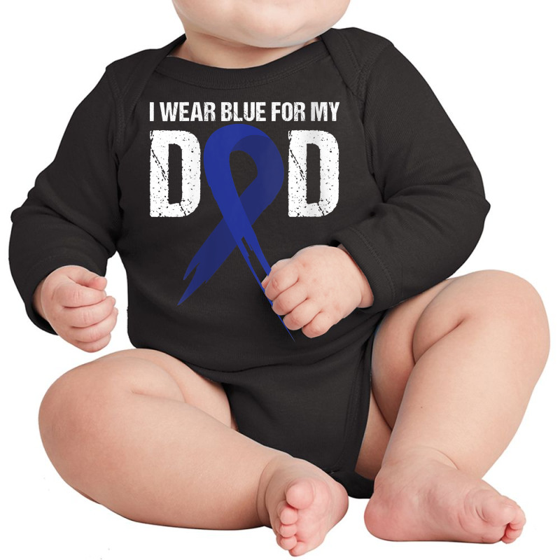 Womens I Wear Blue For My Dad Colon Cancer Awareness Gift V Neck T Shi Long Sleeve Baby Bodysuit | Artistshot