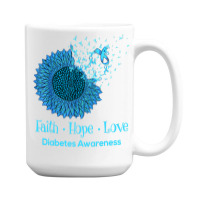 Diabetes Diabetic Sunflower Faith Hope Love Diabetic 7 Diabetes Awaren 15 Oz Coffee Mug | Artistshot