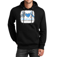 Diabetes Diabetic Bleached Peace Love Cure Diabetes T1d Awareness Surv Unisex Hoodie | Artistshot